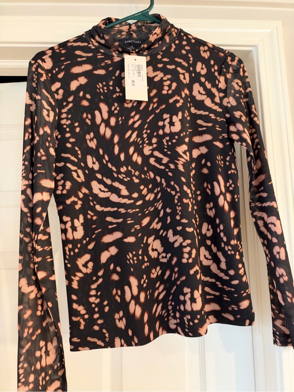 Sanctuary Black and Blush Long-Sleeve Mock Neck Top